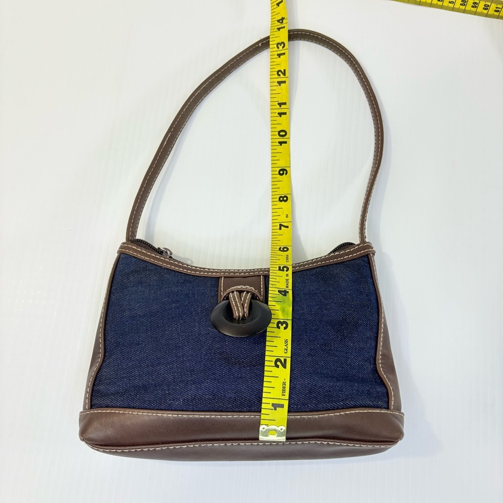 Vintage Charter Club Denim and Brown Mini Shoulder Bag Micro Purse Y2K - Picture 4 of 7